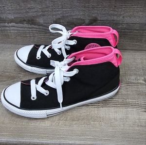 Converse high tops black with pink accents girls size 4 NWNT